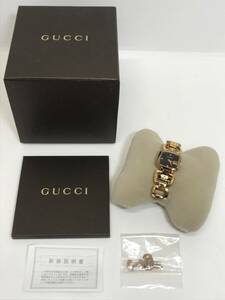 電池交換済み 稼働品 GUCCI グッチ 腕時計 125.5 QZ クオーツ ゴールド系 ブラック文字盤 レディース ファッション 服飾小物 コレクター