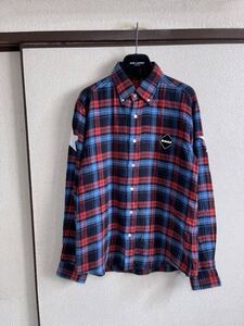 【良品】【レターパックプラス対応】 FCRB f.c real bristol エフシーレアルブリストル ソフ NUMBERING CHECK SHIRTS チェックシャツ L