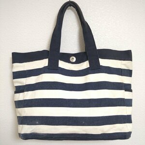 (^w^)b Gap ギャップ ボーダー 柄 トート バッグ カバン 鞄 BAG カジュアル 通勤 通学 キャンバス 耐久性 ネイビー× 白 ONE SIZE B0409wE