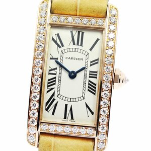 カルティエ CARTIER WB707931 タンクアメリカン K18PG ダイヤベゼル クォーツ レディース _808713