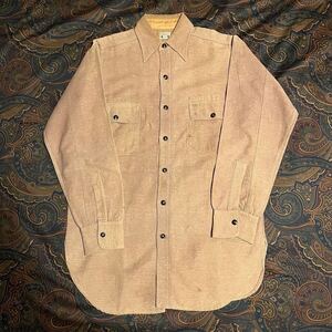 1000円スタート　希少　BALSAM 30s 40s ビンテージ　シャツ　ブラウン　マチ付き　（検　40年代　50s 60s シャンブレー　デニム　