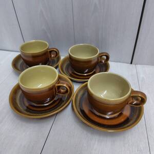 【 送料無料 】◆ Noritake ノリタケ FOLKSTONE フォークストーン デミタス カップ&ソーサー 4客セット ストーンウェア 北欧ビンテージ風