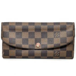 ＊LOUIS VUITTON N63544 ダミエ ポルトフォイユ エミリー 二つ折り 長財布 札入れ 小銭入れ ブラウン 茶色系 ウォレット ルイヴィトン