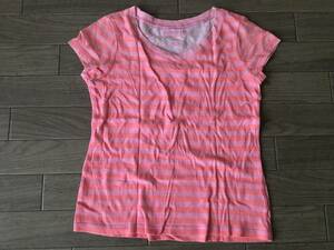 USED☆オールドネイビーの ピンク系ボーダーTシャツ XS(5歳)110㎝