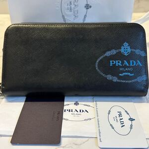 現行　プラダ　PRADA 財布　長財布　サフィアーノ　ラウンドファスナー　メンズ