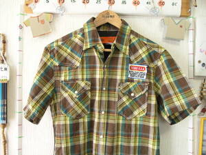 ♪服3314♪ 半袖　ウエスタンシャツ（ダメージ系） Dickies ディッキーズ　サイズＬ Used ～iiitomo～