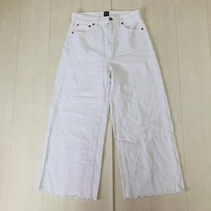 k2615 美品 GAP DENIM ギャップ ワイドパンツ 切りっぱなし ダメージ加工 コットン混 サイズ25 白 レディース クリーンなホワイトスタイル 