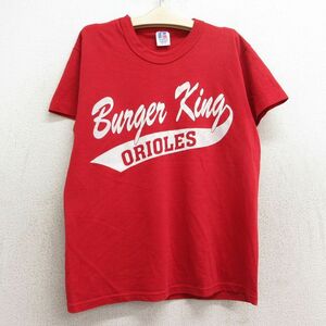 古着 ラッセル 半袖 ビンテージ Tシャツ キッズ ボーイズ 子供服 90s バーガーキング 22 クルーネック 赤 レッド 24apr17 2OF