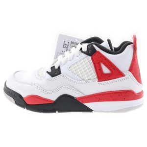 NIKE ナイキ AIR JORDAN4 RETRO PS エアジョーダン4 レッドセメント ハイカットスニーカー キッズ ホワイト 11c/17cm BQ7669-161