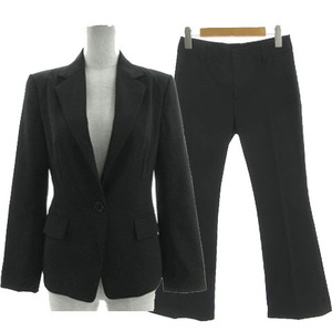 アンタイトル UNTITLED スーツ パンツスーツ ジャケット テーラードカラー 1B パンツ 裾フレア ストレッチ 日本製 ブラック 黒 1
