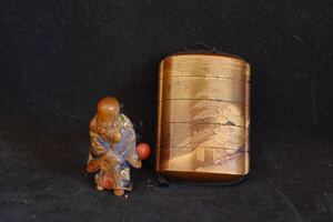 稀少品 周山 作 印籠 根付 時代蒔絵 骨董品 蒔絵 時代物 古美術 漆芸