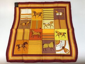 １円～ HERMES エルメス ハンカチ スカーフ シルク100％ 馬柄 カレ40 箱付き