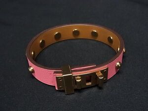 ■極美品■ HERMES エルメス ミニドッグ クルーロン レザー ゴールド金具 ブレスレット アクセサリー C刻印 2018年 ピンク系 AY2293