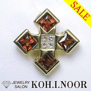 《SALE》ガーネット ダイヤモンド 0.13ct 18金イエローゴールド K18YG ペンダント トップ