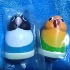 鳥さんのはんこ。【ボタンインコ(ブルー色)＆(オレンジ色)】(未開封)2点セット