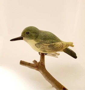 鳥の置物　レア　小鳥のクリップ　Ｅ 黄緑色の鳥　ムシクイ　ガーデンオブジェ　鳥の雑貨　HANAKO