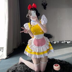 メイド服 ドラミちゃん風 可愛い 鈴 パニエ付き イエロー セット コスチューム