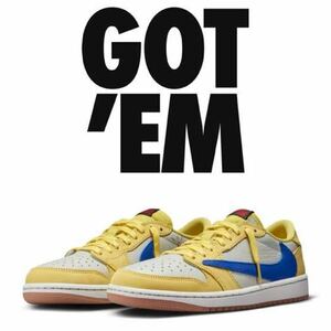 1円スタート Travis Scott × Nike WMNS Air Jordan 1 Retro Low OG Canary 24cm