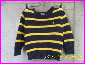 【送料300円可】1010b19◆キッズサイズ 100cm◆Ralph Lauren ラルフローレン マリンボーダー コットンニットセーター 3/ジャケット/子供服