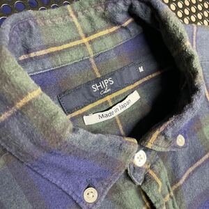 日本製 シップスSHIPS ボタンダウンシャツ ネルシャツ Mサイズ チェック made in japan フランネル