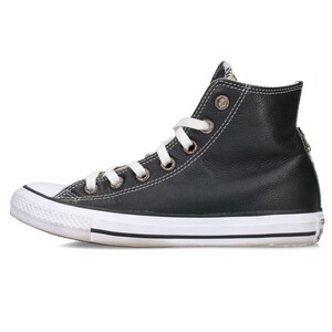 クロムハーツ スニーカー CH CONVERSE CANVAS サイズ:24.5cm シルバー装飾クロスパッチ付きレザーハイカットスニーカー 中古 SJ02