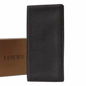 【送料無料】【本物】LOEWE★ロエベ★二つ折り長札入れ★ナッパレザー★ブラック★縦長★メンズ★マチ付き★長財布★アナグラム★カード★