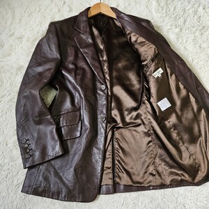 ポールスミス【圧倒的渋み ラムレザー サイズ M ダークブラウン】Paul Smith テーラードジャケット レザージャケット 羊革 ロンドン LONDON