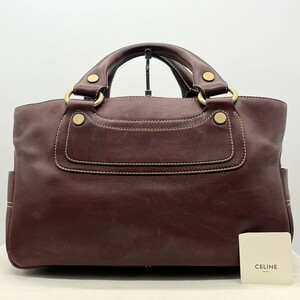 1円〜売り切り☆CELINE セリーヌ ハンドバッグ ブギーバッグ トートバッグ ボルドー ブラウン系 レザー トリオンフ ミニボストンバッグ