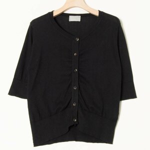 【1円スタート】メール便○ MARGARET HOWELL × JOHN SMEDLEY マーガレットハウエル 半袖カーディガン 綿100％ 黒 2 春夏 イギリス製