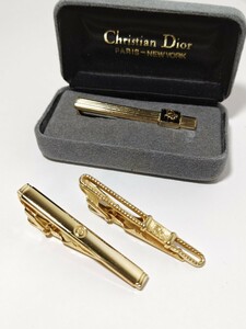 1円【おまとめ】Christian Dior　クリスチャンディオール　ネクタイピン　3点まとめ　ゴールド系　