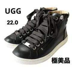 【極美品】◾️UGGアグ◾️ハイカットスニーカー◾️サイドジップ◾️レザー◾️ブラック