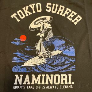 和柄Ｔシャツ 芸者 舞子 舞妓 着物 美人画 和風 浮世絵 歌舞伎 サーフィン Surfer 北斎 波乗り 黒 東京オリンピック 東京五輪 lockheaven