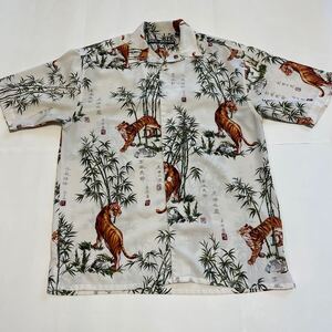 笹虎 実寸L アロハシャツ ハワイアンシャツ banboo and tiger Alohashirt hawaiianshirt rockabilly 漢字 和柄 90s ゆるだぼ ビッグサイズ