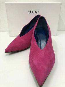 CELINE セリーヌ パンプス ヒール スウェード ピンク レディース 36サイズ