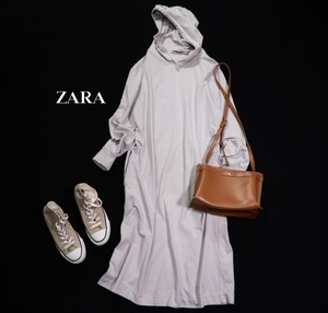 ザラ ZARA 大人可愛い☆フーディー プルオーバー 薄手 スウェット ワンピース S