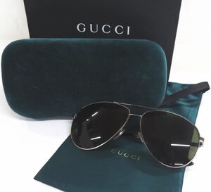 美品 グッチ GUCCI サングラス GG0137S 003 ティアドロップ シェリーライン ユニセックス