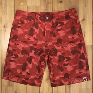 ★激レア★ fire camo ナイロン ハーフパンツ Mサイズ a bathing ape bape shorts ショーツ エイプ ベイプ Red camo 迷彩 FLAME o822