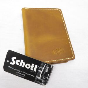 Schott USA製 ステアハイド レザー パスポートケース イエロー/ショット 1202