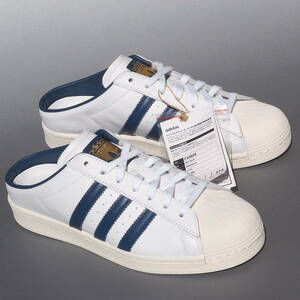 デッド!! 27,5cm 新品 21年製 adidas SST MULE superstar MULE スーパースター 80s クロッグ サンダル ミュール 白紺 clog FX5859 天然皮革