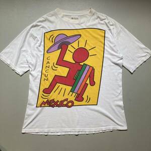 90s Keithharing art T-shirt “size XXL” 90年代 キースヘリング アートTシャツ ヴィンテージ ビッグサイズ 白ボディ フロントプリント