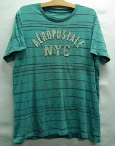 古着☆エアロポステール☆aeropostale☆Tシャツ☆水色L半袖☆ボーダー