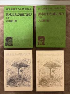 洪水はわが魂に及び　上下巻　大江健三郎　昭和48年初版　新潮社　純文学書き下ろし特別作品　司修装　福永武彦全小説広告　新刊案内