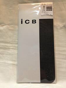 新品　百貨店商品　iCB　シャイニーメッシュ柄　ハイソックス（ひざ下丈）ブラック　日本製