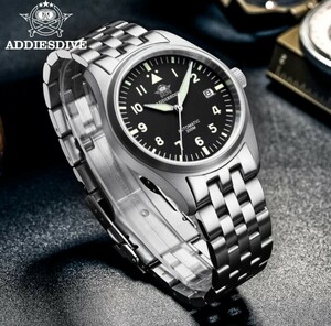 【新品】国内発送 ADDIESDIVE 機械式腕時計 セイコーnh35a サファイアクリスタルガラス 200m防水 39mm