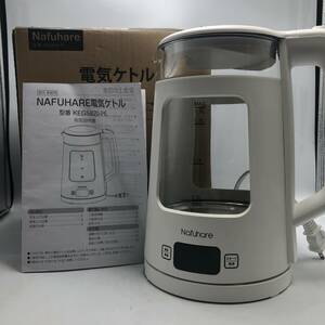 【通電のみ確認済】Nafuhare 電気ケトル 電気ポート ガラス 1.7L 1200W 大容量 光るケトル 湯沸かしケトル /Y16432-D1