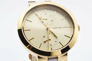 美品 箱付き マイケルコース クロノグラフ ラウンド コンビ MK-6472 クォーツ レディース 腕時計 MICHAELKORS