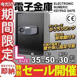 金庫 電子金庫 デジタル金庫 暗証番号式 Lサイズ 金庫 大型型 防犯 35×50×30cm セキュリティ アンカーボルト付き ロック 新品 未使用