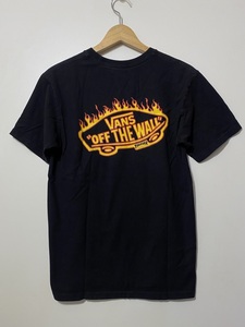 ○ THRASHER × VANS 半袖 コットン Tシャツ ファイヤーパターン ロゴ 炎 火 黒 ブラック S ポケT ポケット スラッシャー スケボー