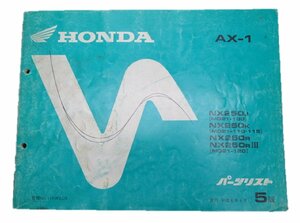 AX-1 パーツリスト 5版 ホンダ 正規 中古 バイク 整備書 NX250 MD21-100～120 お安く 車検 パーツカタログ 整備書