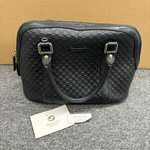 507◎1円スタート◎【ショルダーなし】GUCCI グッチ マイクロ グッチシマ ハンドバッグ 449663 黒 ブラック GG レディース 【151140】